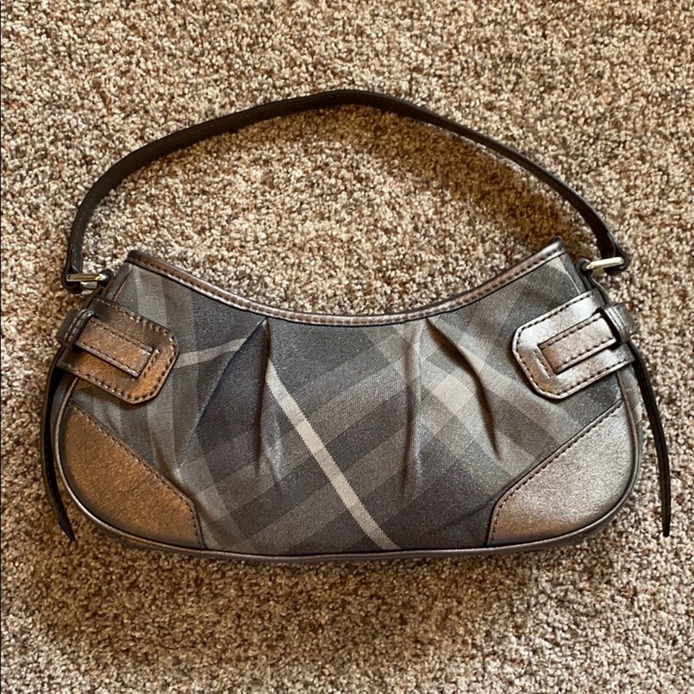 Authentic Burberry Canvas and Leather Shoulder Bag